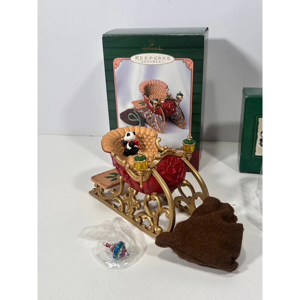 Hallmark Keepsake Ornaments Santa's Sleigh 2001 & Christmas Morning Treasures